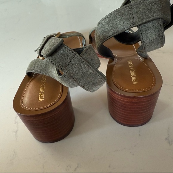 New Veronica Beard Elia Stone Army Green Ankle strap block heel Sandal Size: 6 - Picture 5 of 6